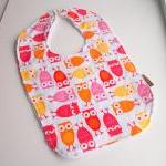 Baby girl bib owl bib minky