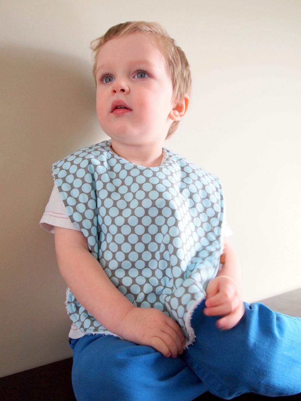 Baby Bib toddler boys blue oversize terry cloth snap amy butler