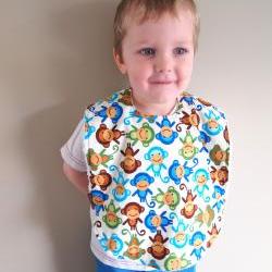 toddler boy bib - monkeys