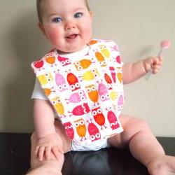 Baby girl bib owl bib minky