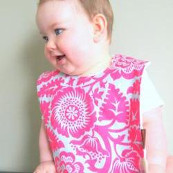 baby bib children spring pink flambe cotton minky snap bib