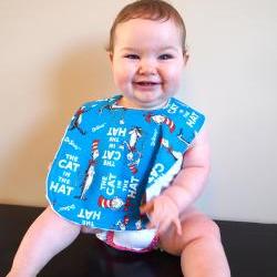 infant bib cat in the hat Minky blue