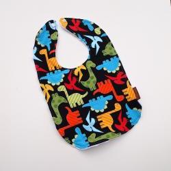 Dinosaur Baby bib boys minky anne kelle cotton black colorful snap